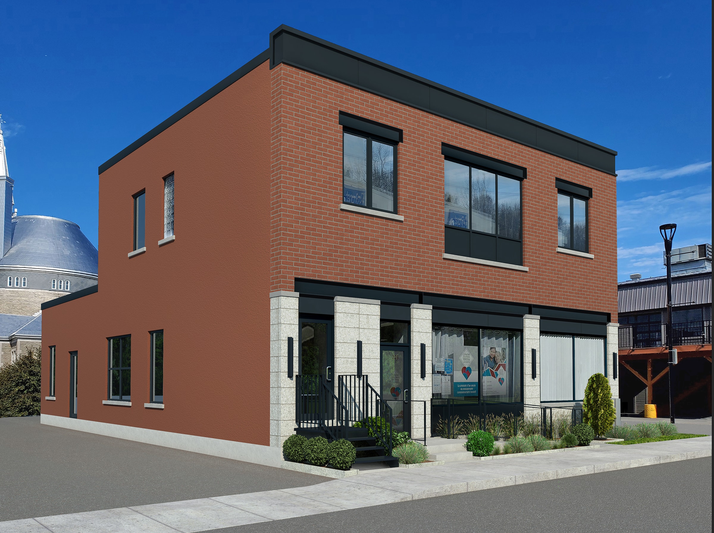 Projet commercial — immeuble brique rouge